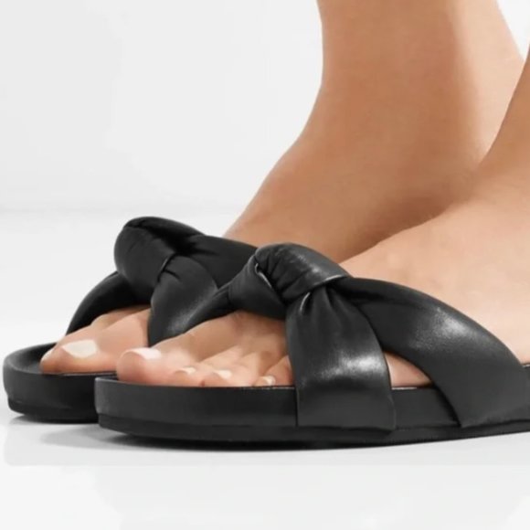 Loeffler Randall Shoes - Loeffler Randall Black Leather Slides New W/O Box